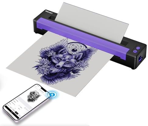 Meiyunprt Impresora de plantillas de tatuaje, impresora inalámbrica para tatuajes, kit de máquina térmica temporal portátil para tatuadores y principiantes