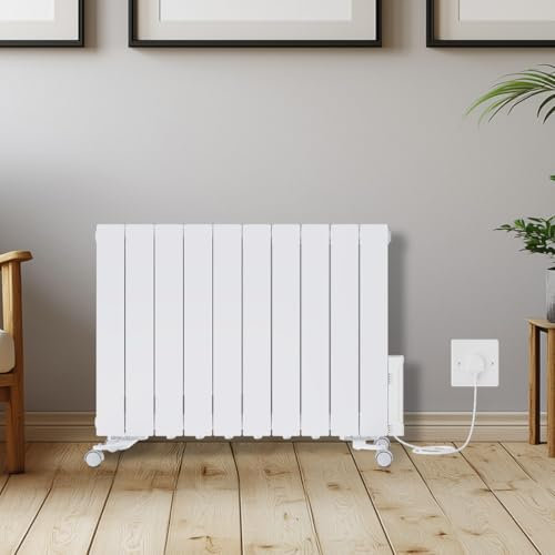 Warmehaus 1800W Electric Oil Filled Radiator 24/7 Day Timer and Thermostat Wall Mounted/Freestanding, Plug in Electric Heater Smart WiFi Low Energy Portable with Child Lock White