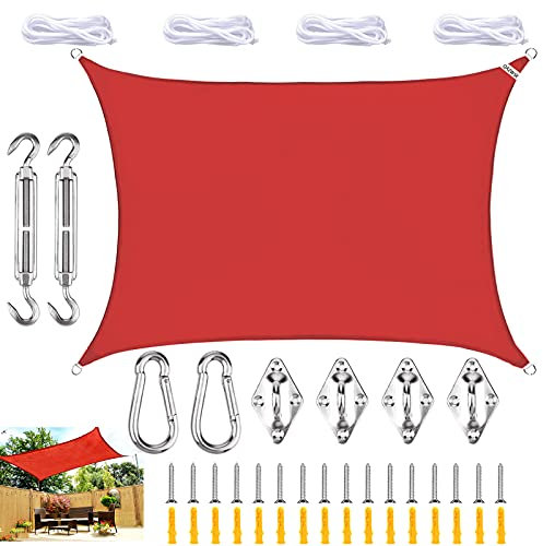 Tenda parasole rettangolare impermeabile a vela con kit di fissaggio, grande tenda da giardino per esterni, patio, spiaggia, blocco UV al 98%, vela ombreggiante da giardino