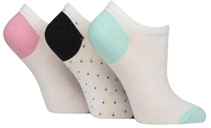 Pringle Ladies Plain Cotton Secret Socks Pack of 3 (UK, Numeric, 4, 8, Regular, Regular, White Spot/Mint)