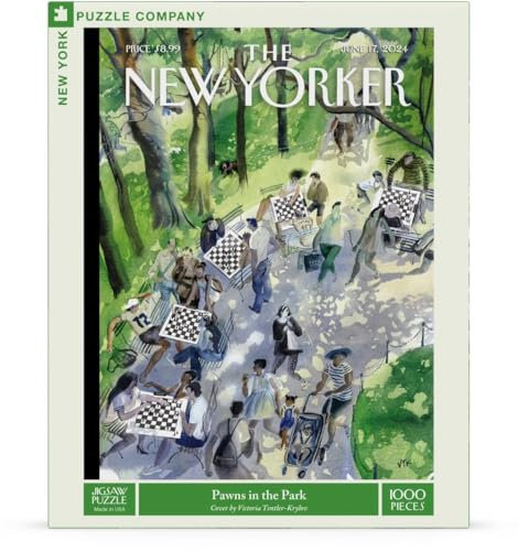 New York Puzzle Company - New Yorker Pawns in The Park - 1000 Piece Jigsaw Puzzle for Adults by Victoria Tentler-Krylov
