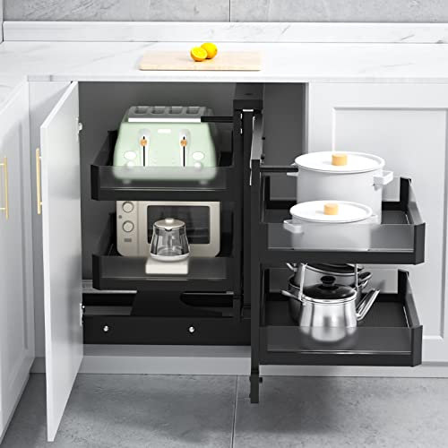 Armario extraíble resistente para armario de cocina, esquina ciega, estante de almacenamiento completo con 4 cestas, ideal para el hogar, cocina y baño