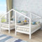 Generisch Hausbett Himmel für 2 Kinder, Kinderbett 90x200 cm mit Nachttisch und Lattenrost, Funktionsbett Holzbett Jugendbett mit Rausfallschutz, Weiß, Ohne Matratze