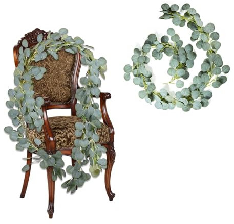 Snyvpra 2 Stück Eukalyptus Girlande, 1.8m Kunst mit 108 Blättern, Eucalyptus Deko, Girlande Eukalyptus für Hochzeitsdeko, Partydeko, Tischdeko, Bürodeko, DIY Projekte ﻿