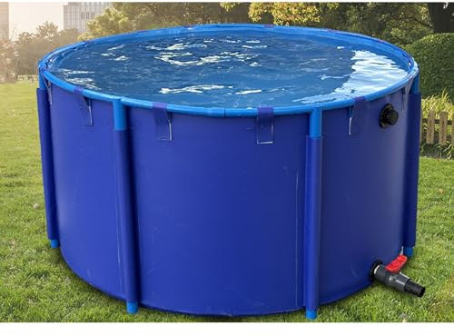 JLXJYS Pool Aufstellpool Runder Fischteichpool Aus Segeltuch Mit PVC-Halterung, Großer Faltbarer Kinderpool Fischtank for Die Koi-Zucht In Der Landwirtschaft, (3x1m - 7000L/1849 GaL)