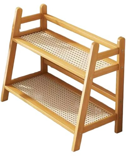 AIRCADIA Küchen Organizer 2 Tiers Bambus Nachahmung Rattanweberei Deko Küche, Gewürzregal Stehend Küche Aufbewahrung & Organisation Kaffeepads Aufbewahrung, Tee Organizer für Büro (Hölz 40b)
