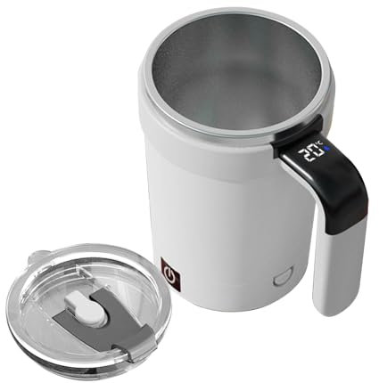 Taza mezcladora automática, taza de café con agitación automática, batidora eléctrica recargable con pantalla de temperatura para viajes, camping, restaurante, viaje de negocios, leche y hogar
