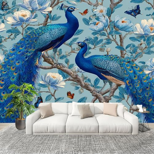 3D Effekt Dekoration Wandbild Relieftier Pfau Fototapete Vlies Kunstdruck Poster Mehrfarbig Wanddeko Wand Wohnzimmer Esszimmer Schlafzimmer Wohnung Wandbilder 200x140cm