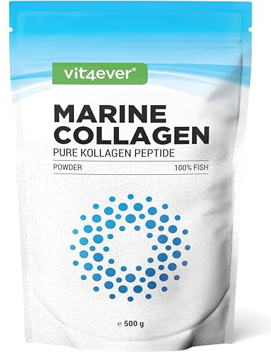vit4ever Marine Kollagen Pulver – 500 g – Fischkollagen Typ 1 | Geschmacksneutral - Bioaktiv - Hydrolysat - perfekte Löslichkeit - Hochdosiert - Laborgeprüft