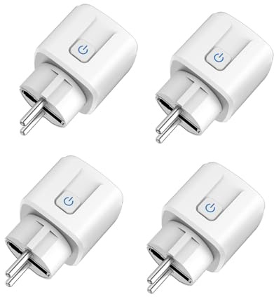 Prise Connectée WiFi 16A Intelligente - Contrôle Vocal & Application, Compatible Alexa,Google Home (2.4 GHz) - Surveillance Énergie, Minuterie,Compte à Rebours - Compatible Tuya,Smart Life,4 pcs