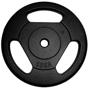 Hantelscheiben aus Gusseisen, Schwarz, 10 kg, Durchmesser 25 mm, für Krafttraining, mit ergonomischen Griffen