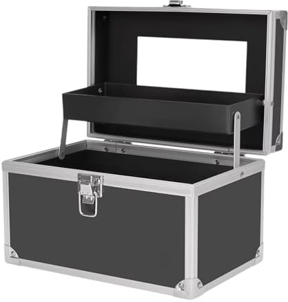 YsXoWiui Makeup Case Portable Storage Container Pedicure Tool Box Aluminum Alloy Makeup Train Case Jewelry Organizer with Handle Suitable for Beauty Salon, S