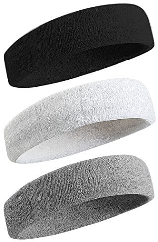 BEACE Sweatbands Sports Headband for Men & Women - Moisture Wicking Athletic Cotton Terry Cloth Sweatband for Tennis, Basketball, Running, Gym, Working Out