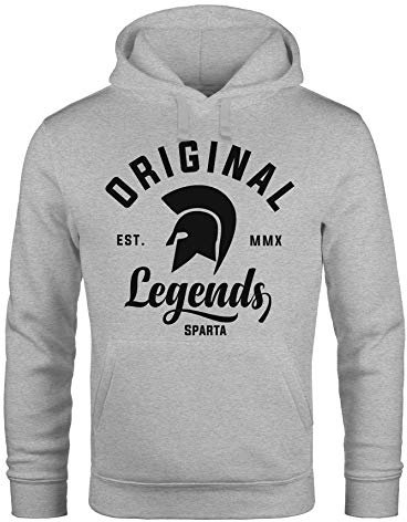 Neverless Hoodie Herren Original Legends Gladiator Sparta Kapuzen-Pullover Streetwear grau 3XL