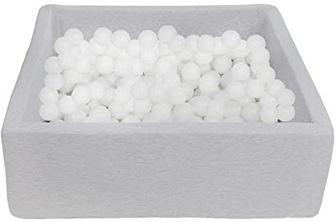 Velinda Piscine a balles pour Enfant, Dimensions: 90x90 cm, Aire de Jeu + 300 balles (Couleurs des balles: Blanc)