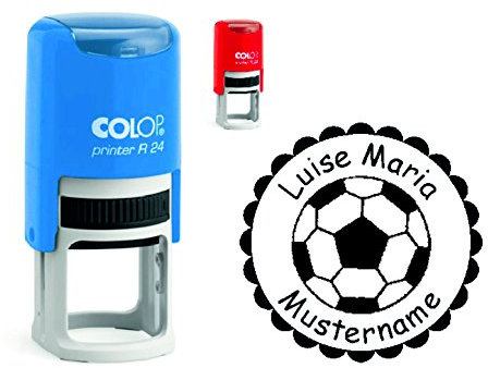 Stempel Kinderstempel FUSSBALL - mit Motiv und persönlichem Namen - für Kinder