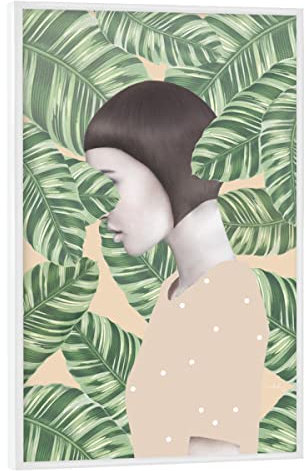 artboxONE Poster mit weißem Rahmen 30x20 cm Floral Flora - Bild Frauenkörper blätter bob frisur