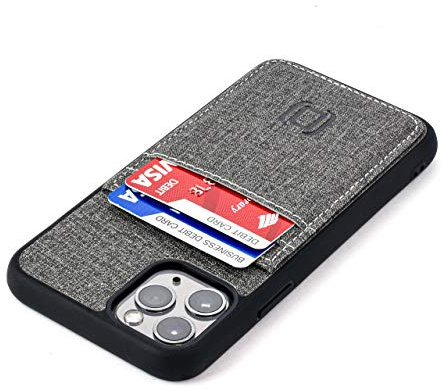 Dockem Luxe M2T Handyhülle mit 2X Kartenfach für iPhone 11 Pro (5.8): M-Serie TPU mit Canvas-Kunstleder - Schlanke Wallet Handytasche mit Integrierter Metallplatte für Magnet-Halterung