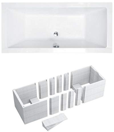 Badewanne 170x75 mit Wannenträger ohne Ablaufgarnitur