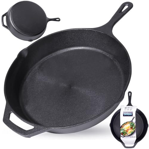 orion group Gusseisenpfanne | Bratpfanne Gusseisen Pfanne Schmorpfanne | Teller Cast Iron Pan BBQ 30 cm mit Griff Induktion