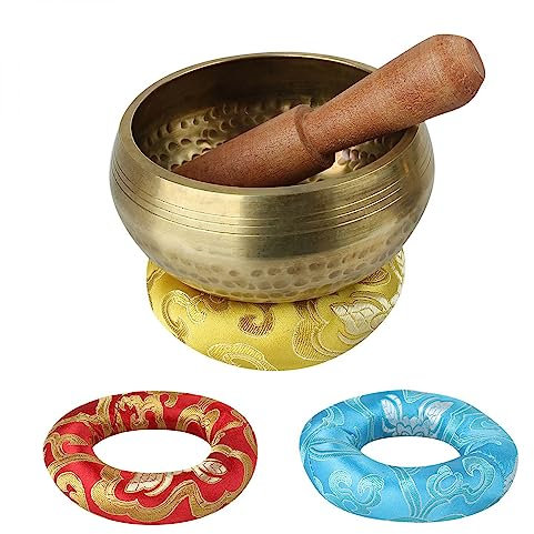 Vivezen ® Kit de bol chantant tibétain avec coussin et maillet - Diam 11 cm - 3 coloris - Norme CE