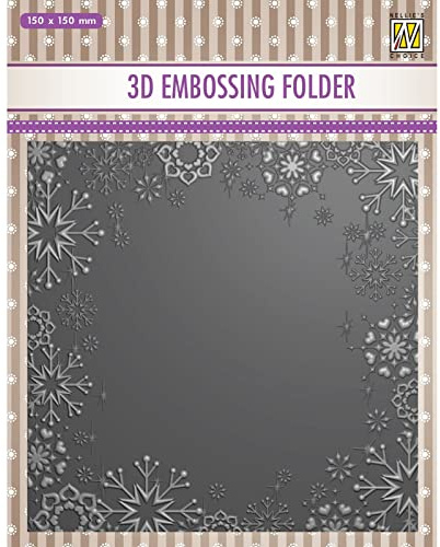 Nellie's Choice 3D Embossing Folder - Snowflakes Frame 5.9 x 5.9 - Card Making Supplies for Journaling, Scrapbooking and Paper Crafts