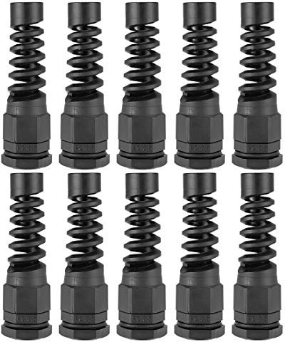 sourcing map PG13.5 Cable Gland 6mm-11mm Wire Hole Waterproof Nylon Joint Adjustable Locknut with Strain Relief Black 10pcs