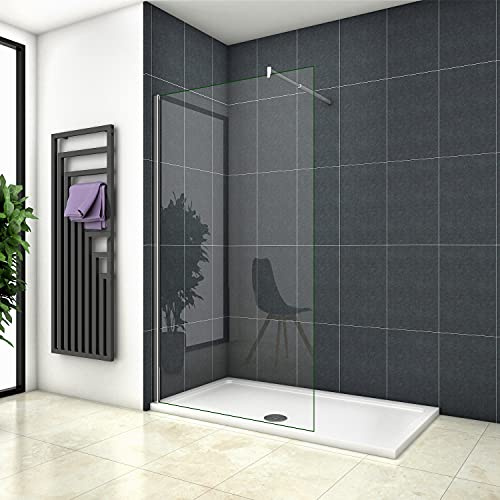 Walk In Vetro 8mm Temperato 100x200cm Barra Stabilizzatrice da 70-120 cm | Parete Fissa, regolabile, Trasparente Anticalcare