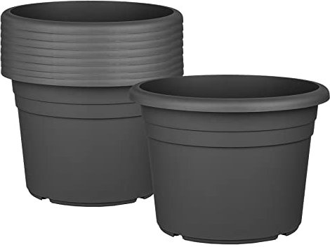 BigDean 9X Blumentopf Ø 15 cm Farbe Anthrazit Kunststoff Pflanztopf Containertopf Übertopf Pflanzkübel rund 15 x 11 cm