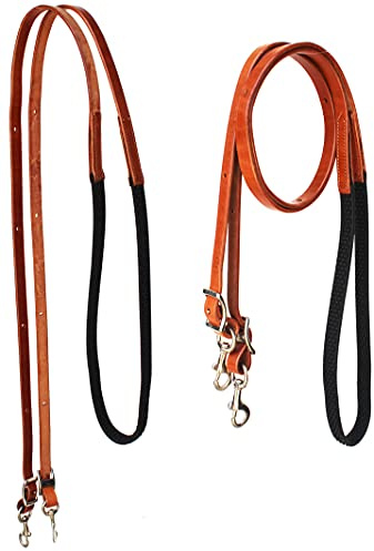 Challenger Horse Western 8' Tan Leather Rubber Grip Contest Barrel Reins 805LR11