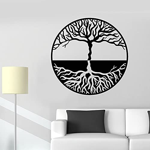 QIANGTOU Gothick Stil Wandaufkleber Baum des Lebens Yin Yang Symbol Vinyl Wohnzimmer Interior Wandtattoo Yoga Room Decor 75x75cm