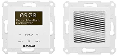 TechniSat DIGITRADIO UP 55 – Radio DAB+ da incasso per installazione flessibile (FM, Bluetooth, display OLED dimmerabile, sveglia, sleep timer, 2W, Made in Germany) cover frontale RAL 9016, bianco