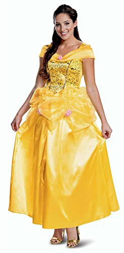 Disney Offizielles Classic Belle Kostüm für Erwachsene, Frauen Prinzessin Kleid Damen Die Schöne und das Biest Halloween Karneval Verkleidung, Größe M