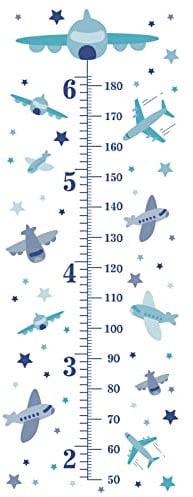 SUPERDANT 3pcs / Set Familie Höhenwachstum Diagramm Wandaufkleber Flugzeug Stern Selbstklebende Höhe Wandaufkleber Für Schlafzimmer Kinderzimmer Wohnzimmer Dekor 980x390mm