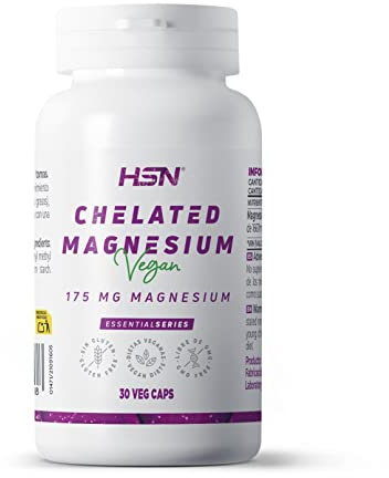 HSN Bisglicinato de Magnesio | 30 Cápsulas Veganas | 350mg Magnesio por Dosis Diaria 100% Glicinato de Alta Biodisponibilidad y Absorción | No-GMO, Vegano, Sin Gluten
