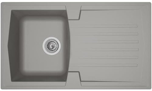 Liquida AR10GR 1.0 Bowl Composite Reversible Inset Grey Kitchen Sink with Waste