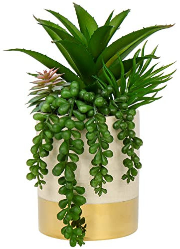 Oairse 24cm Artificial Succulent Plants in Ceramic Pot Artificial Plants Potted Fake Succulent Fake Plants Indoor Faux Succulents for Home Bathroom Shelf Kitchen Table Decoration