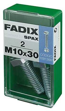 Box S 2 Stück Schraube Metallic Cab Hex + Zinkrohr M10 x 30 mm Fadix