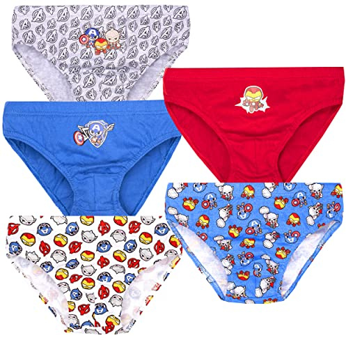 Marvel – Jungen-Unterwäsche-Multipack – 5er-Pack Hosen für Jungen – Hosen aus 100% Baumwolle – Verschiedene Avengers-Designs – offizielles Merchandise