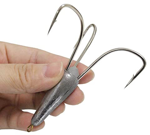 2pcs/Pack Snagging Treble Hooks Large Weighted Fishing Hooks 1.0oz 1.7oz 2.6oz (50g(1.7oz)-2pcs, Black)