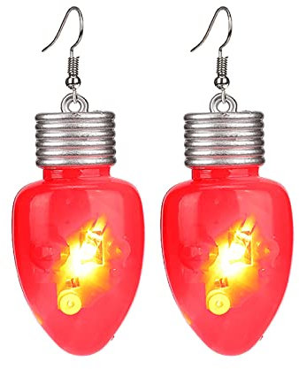 VEMOW Christmas Tree Luminous Earrings - Light Up LED Bulb Earrings and Flashing Necklaces for Holiday Party Favors - Quirky Jewelry for Women