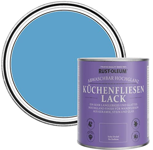 Rust-Oleum Blue Water-Resistant Kitchen Tile Paint in Gloss Finish - Cerulean 750ml