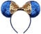 Hpfulseazn Women Girls Decoration Mouse Ears Headbands Sequin Glitter Bow Hairband for Cosplay Costume Birthday Party(Blue/Gold)