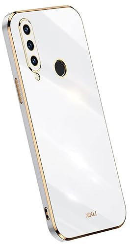 Topme Custodia in Silicone per HUAWEI P30 Lite (6.15 Inches), [ Cover per Telefono in Stile Bordo Dorato] - Bianco