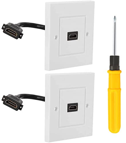 Acmerota Panel de placa de pared HDMI Placa frontal Ancable Placa frontal HDMI de un solo puerto AV Audio Placa frontal de pared Toma de inserción Toma de corriente para Hotel Casa