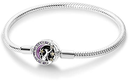 Parmuz 925 Sterling Silber Armband Schlangenkette Charm Armband Evil Eye Traumfänger Schlüssel Liebe Herz Verschluss Reise Charm Iconic Moments Europäisches Armband Schmuck Geschenk für Frau