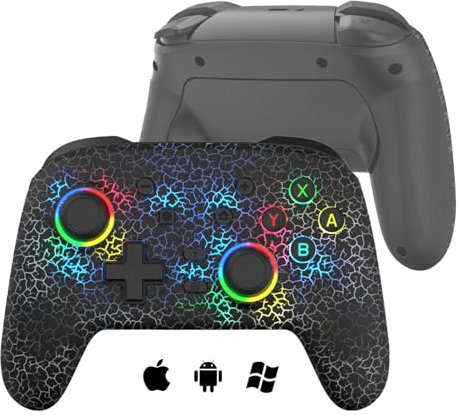 arVin Wireless Controller for Switch/PS4/PC, Elite Gamepad with Unique Cracked Design/Dual Vibration/Six-axis gyroscope/Programmable Back Buttons/Turbo Function, Widely Compatible with iOS/Android