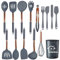 UXIYI Kitchen Utensils Set, Silicone Cooking Utensils, Silicone Spatula Set with Rose Gold Stainless Steel Handle, Kitchen Tools for Nonstick Non Scratch Cookware,Gray + Rose Gold,15PCS