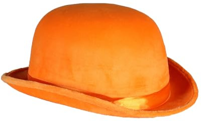Thetru Melone Top Colour Velour mit Satinband 60 cm | Rot - Bowler Hut Erwachsene