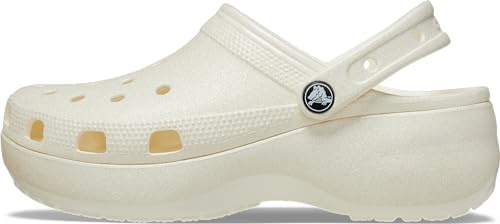 Crocs Women's Classic Platform Glitter Clog 34-35 EU Chalk